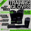 LEATHER GYM GLOVES FITNESS WEIGHT LIFTING TRAINING BODYBUILDING CROSSFIT
