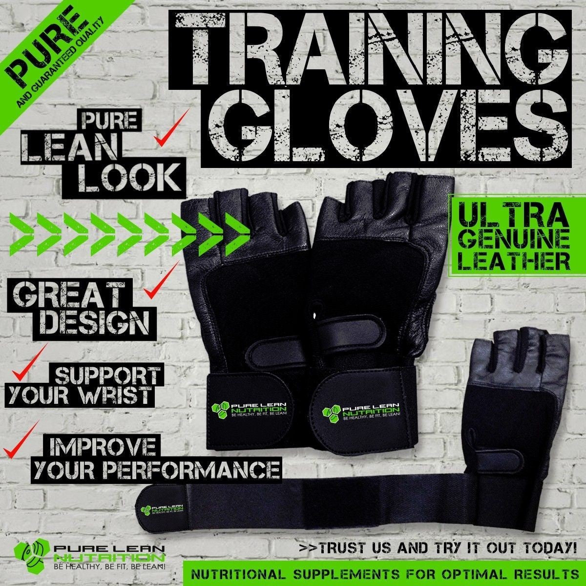 LEATHER GYM GLOVES FITNESS WEIGHT LIFTING TRAINING BODYBUILDING CROSSFIT