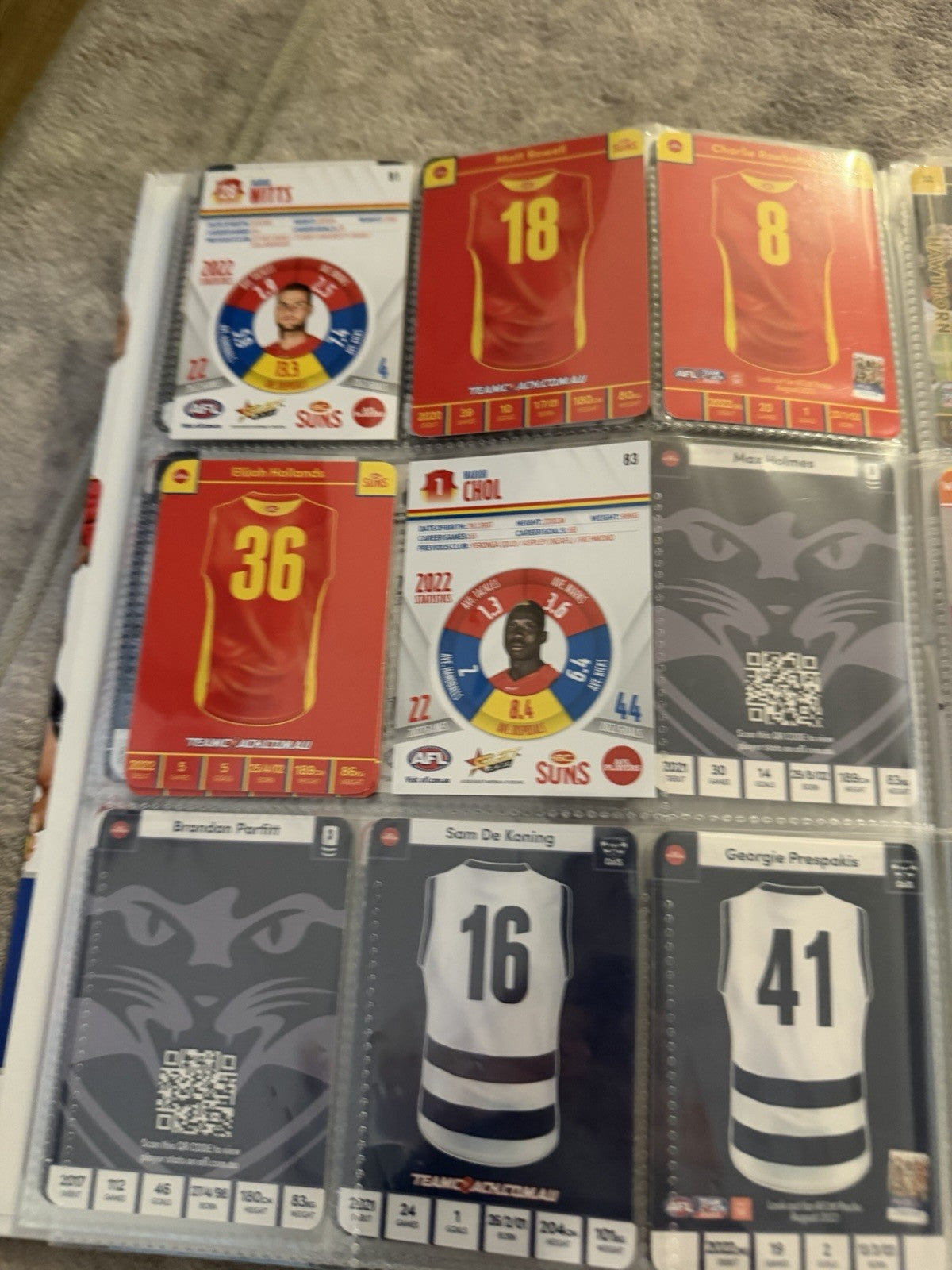 AFL Collectable Trading Cards Bulk Collection Team Coach