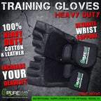LEATHER GYM GLOVES FITNESS WEIGHT LIFTING TRAINING BODYBUILDING CROSSFIT