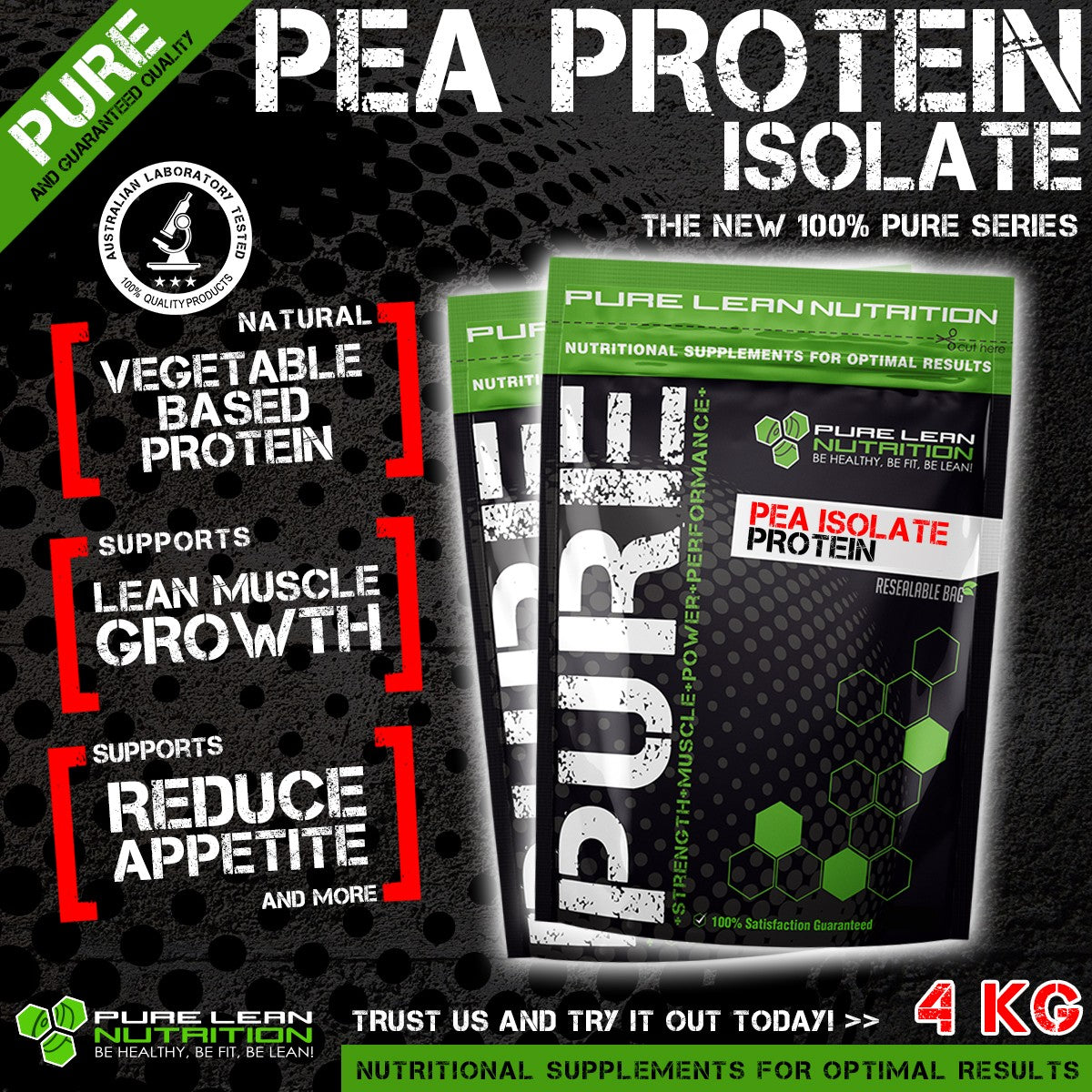 4KG PEA PROTEIN ISOLATE VEGAN VEGETARIAN ALTERNATIVE TO WHEY PROTEIN WPI WPC