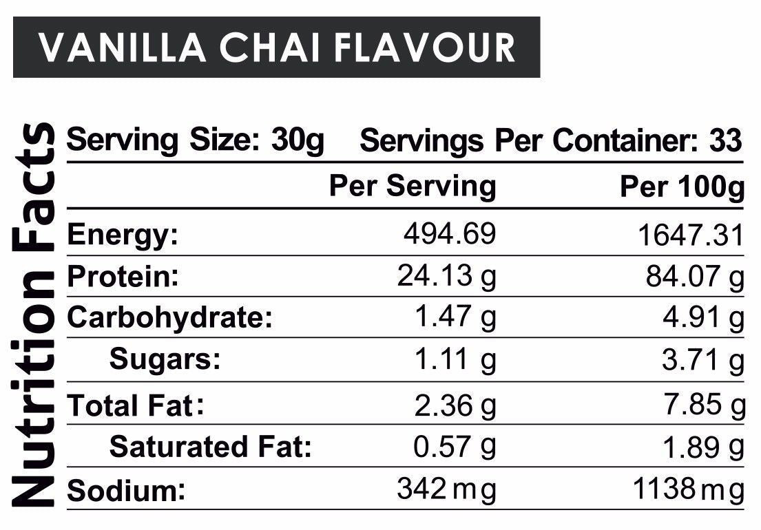 PEA PROTEIN ISOLATE VANILLA CHAI VEGAN NATURAL LACTOSE FREE CANADIAN PEAS