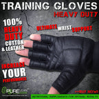 2 X PAIRS LEATHER GYM GLOVES FITNESS WEIGHT LIFTING TRAINING BODYBUILDING CROSSF