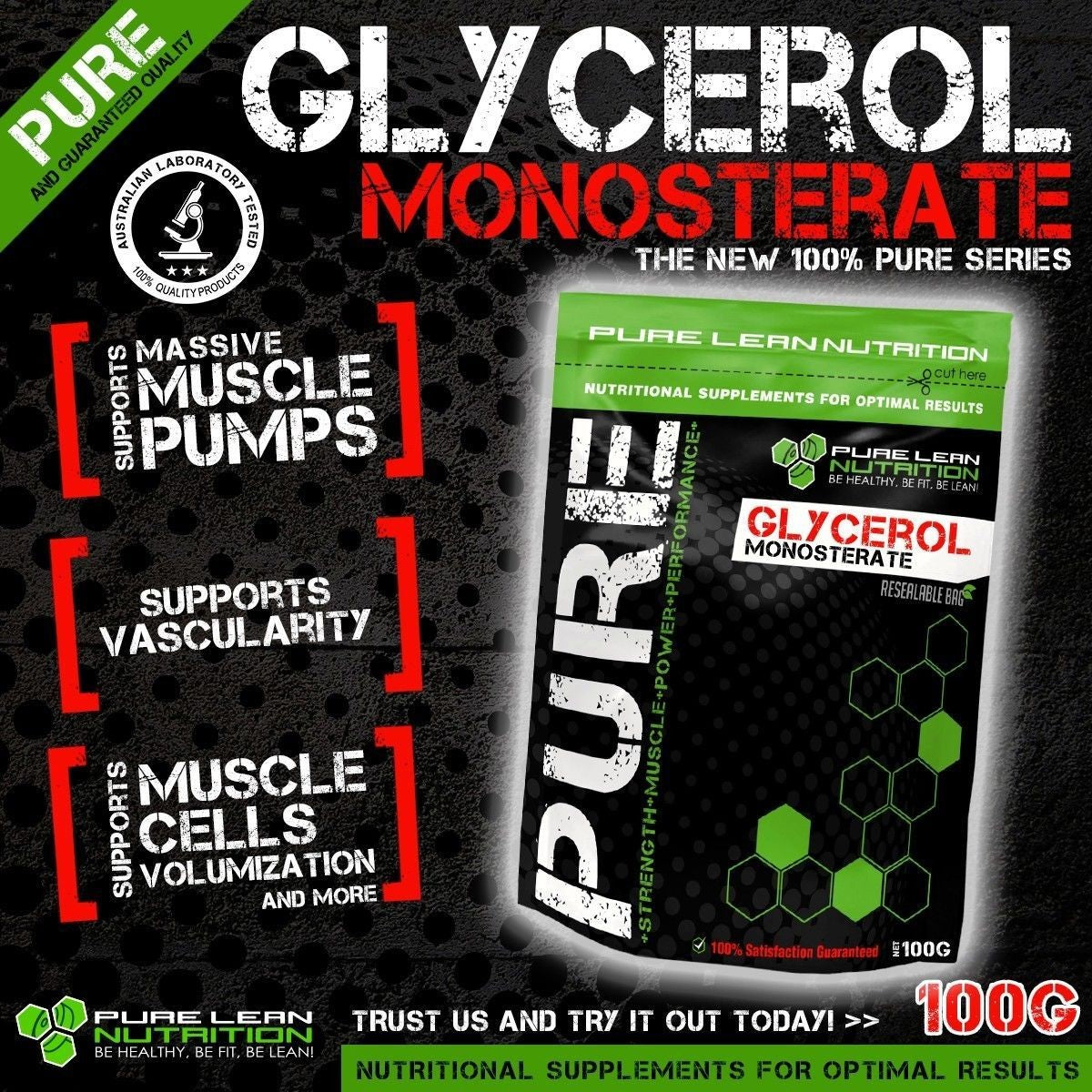 100% GLYCEROL MONOSTERATE 100G * IMPROVES HYDRATION * VASCULARITY * MUSCLE PUMP