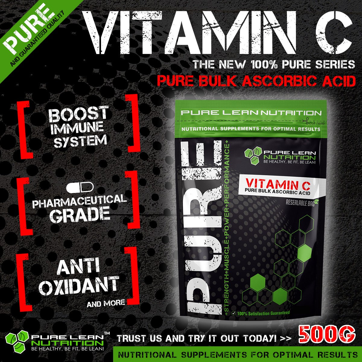 Vitamin C Powder L-Ascorbic Acid 500g Pure Pharmaceutical Grade Immune aid boost