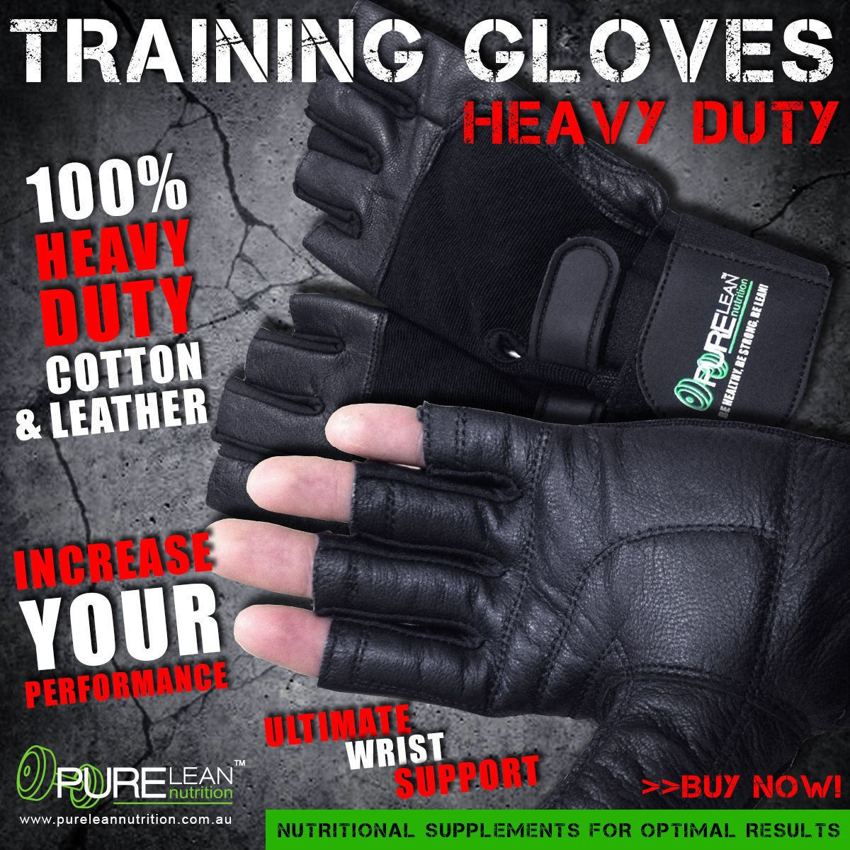 LEATHER GYM GLOVES FITNESS WEIGHT LIFTING TRAINING BODYBUILDING CROSSFIT