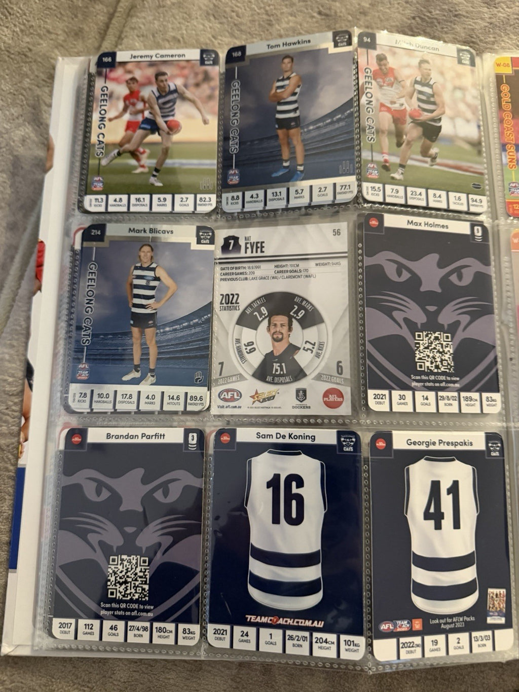 AFL Collectable Trading Cards Bulk Collection Team Coach