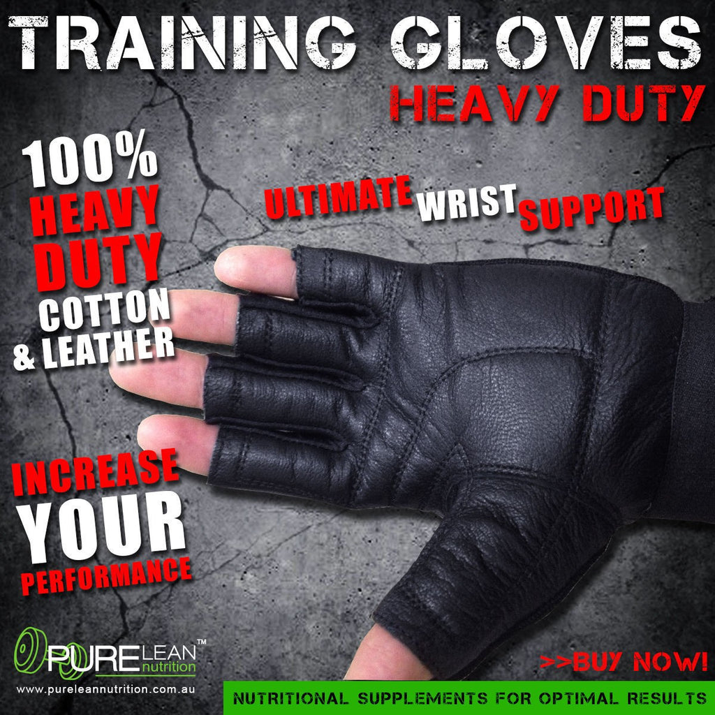 LEATHER GYM GLOVES FITNESS WEIGHT LIFTING TRAINING BODYBUILDING CROSSFIT
