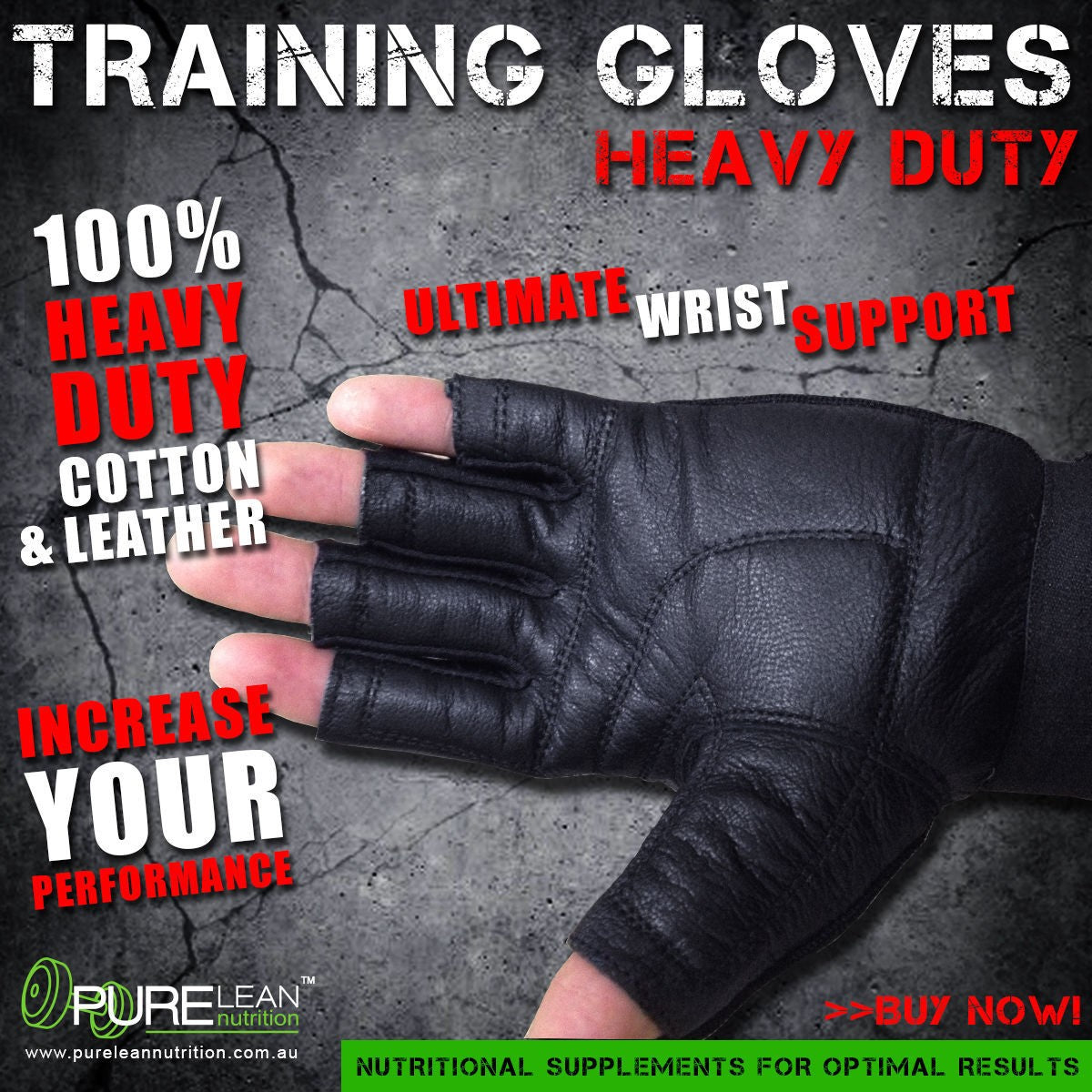 LEATHER GYM GLOVES FITNESS WEIGHT LIFTING TRAINING BODYBUILDING CROSSFIT