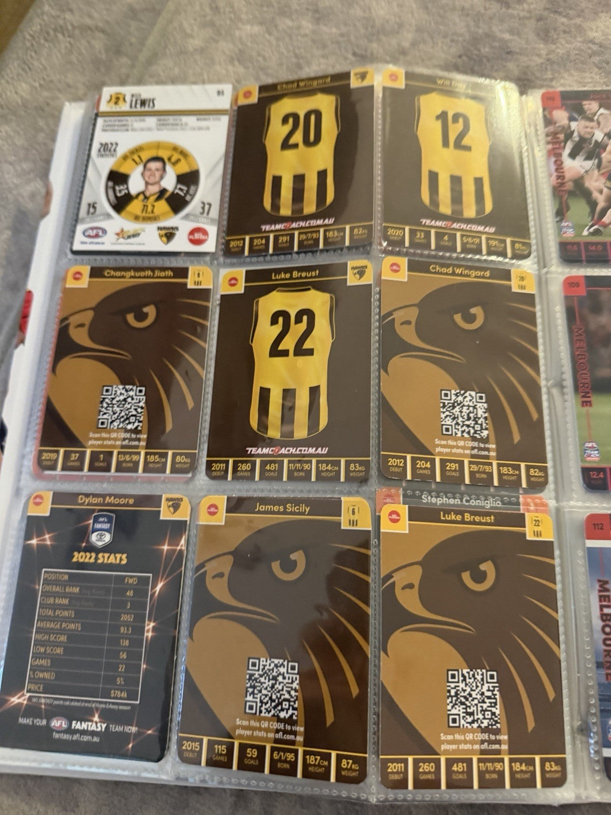 AFL Collectable Trading Cards Bulk Collection Team Coach