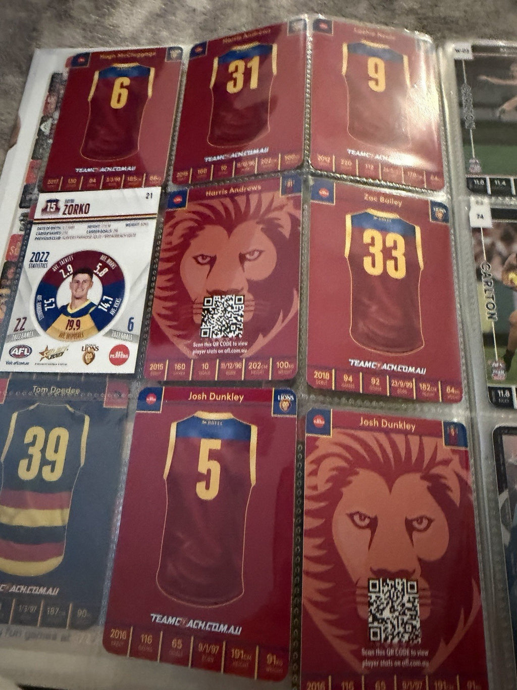 AFL Collectable Trading Cards Bulk Collection Team Coach