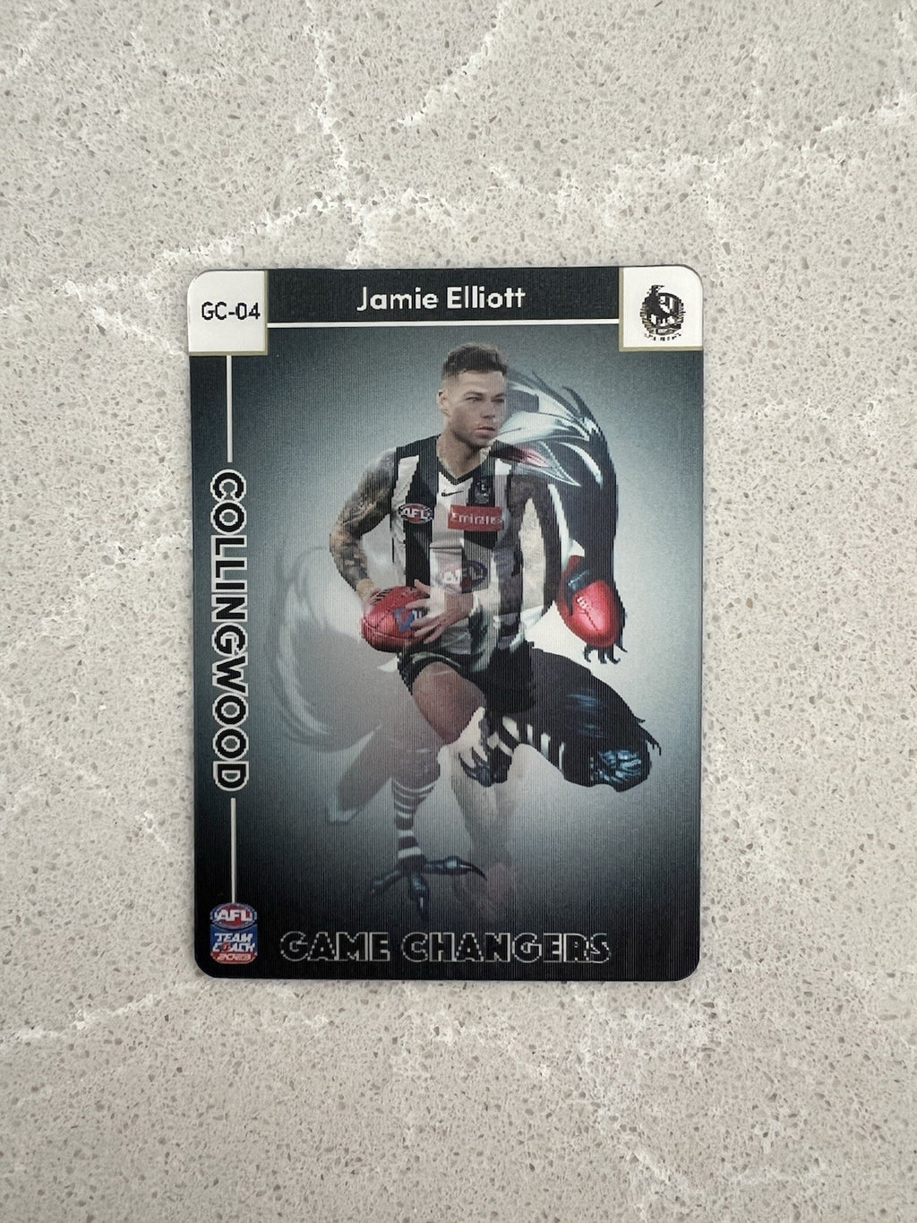 2023 AFL TEAMCOACH GAME CHANGERS CARD COLLINGWOOD JAMIE ELLIOTT MASCOT GC04