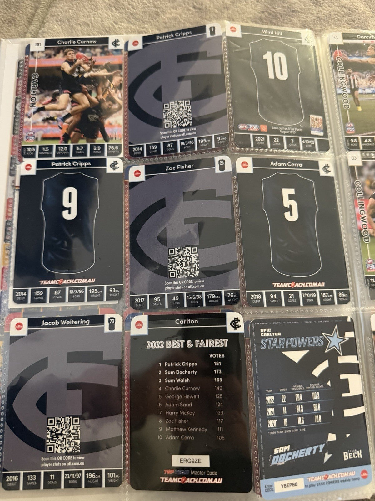 AFL Collectable Trading Cards Bulk Collection Team Coach