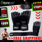 LEATHER GYM GLOVES FITNESS WEIGHT LIFTING TRAINING BODYBUILDING CROSSFIT