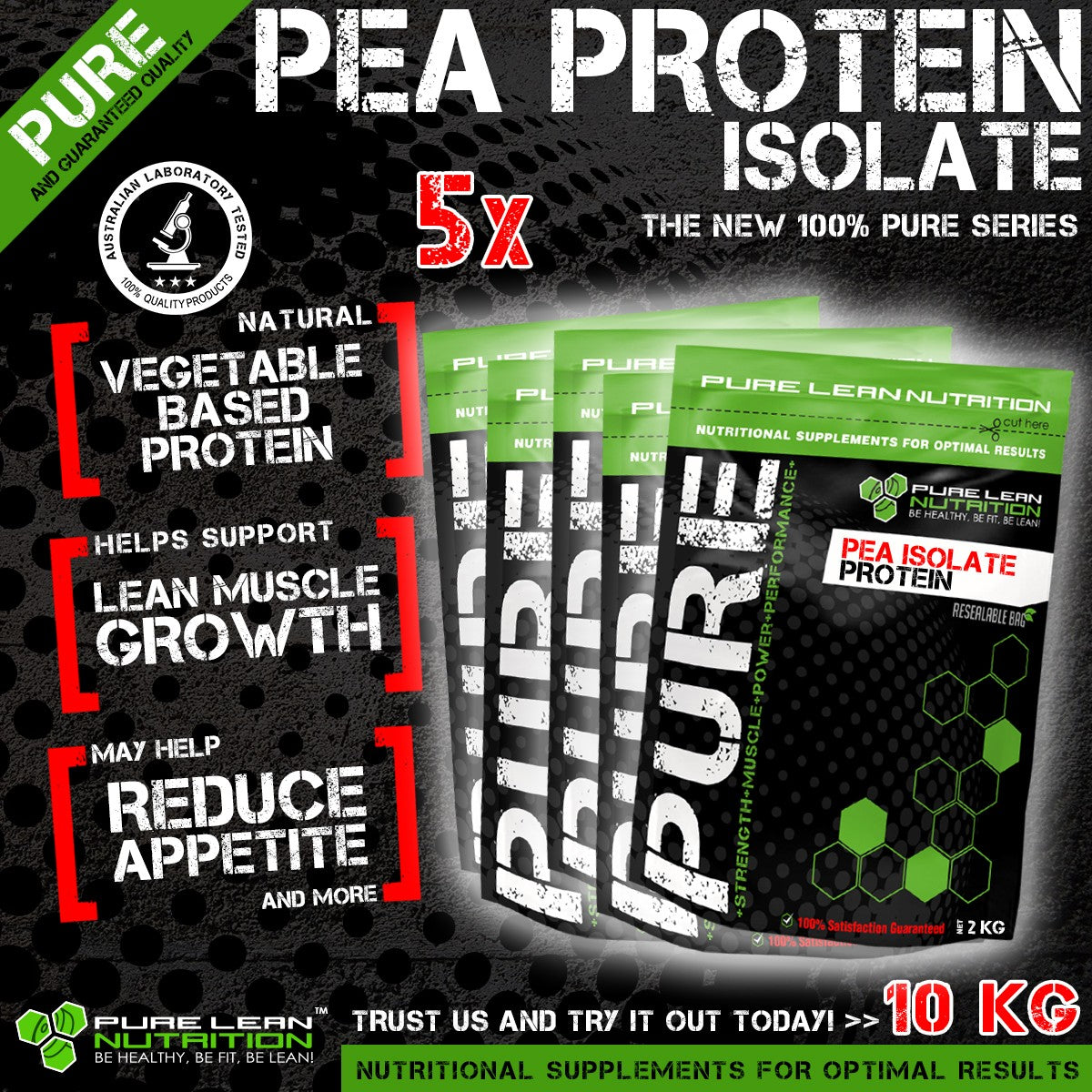 10KG PEA PROTEIN ISOLATE VEGAN VEGETARIAN ALTERNATIVE TO WHEY PROTEIN WPI WPC