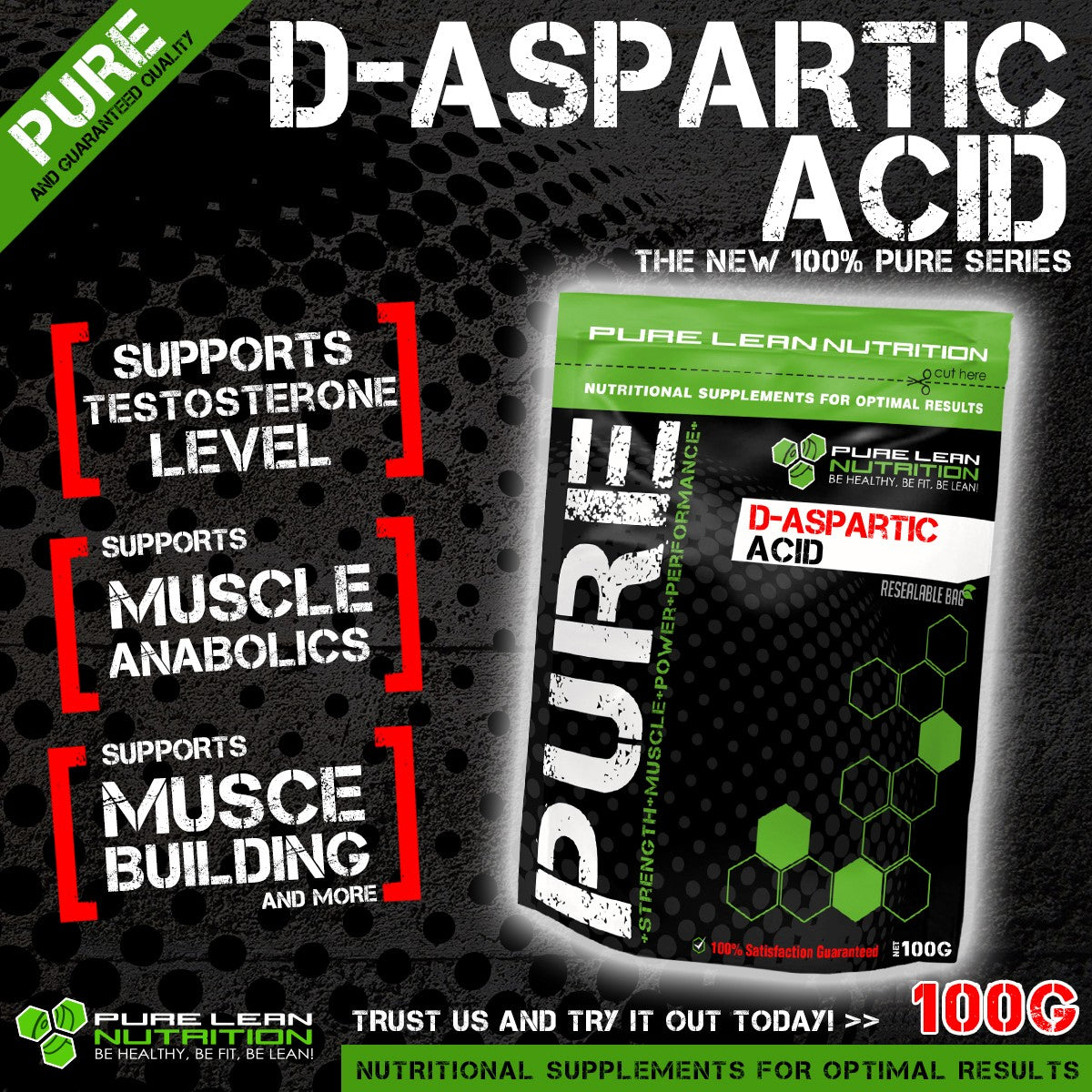 100% D-ASPARTIC ACID DAA PURE LEAN NUTRITION TESTOSTERONE BOOSTER PCT